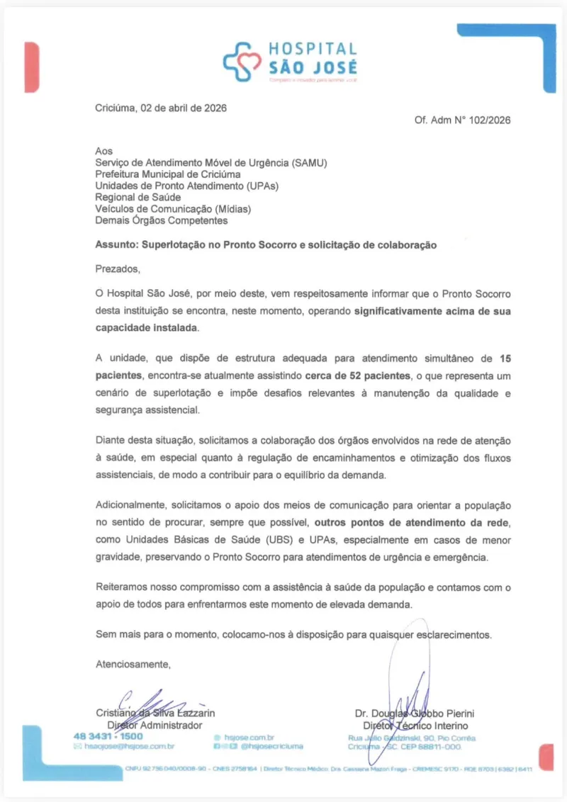 Pronto socorro pede socorro